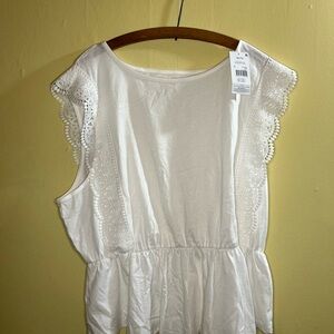 NEW George Xxl plus size white lace sleeveless peplum blouse